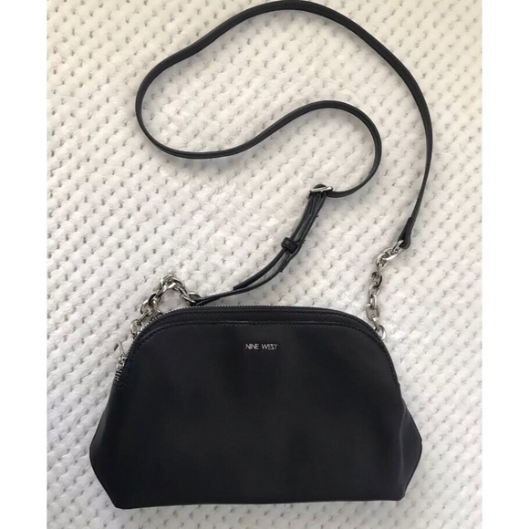 black crossbody with silver hardware